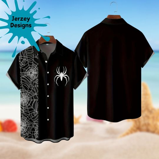 Vintage Halloween Spiderman Hawaiian Shirt Print Tropical Beach Gift For Men, Youth, Dad, Boyfriend, Lover, Best Gift For Party Halloween