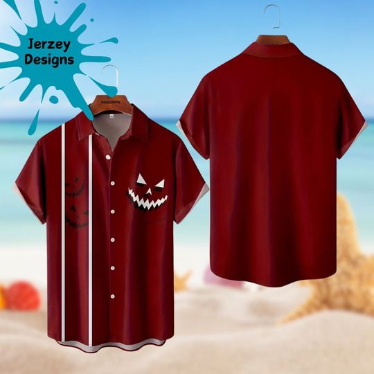 Pumpkin Lantern Halloween Hawaiian Shirt Print Tropical Beach Gift For Men, Youth, Dad, Boyfriend, Lover, Best Gift For Party Halloween