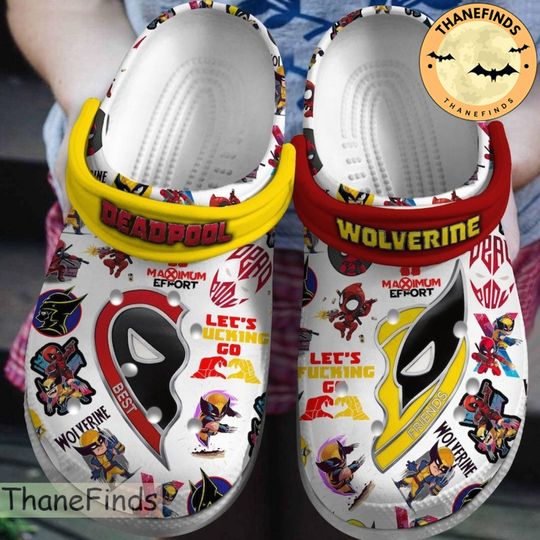 Deadpool Movie Clogs Clogs, Deadpool amd Wolverine Halloween Clogs Shoes, Personalized Shoes, Clogs Shoes, Christmas Gift, Halloween Gift