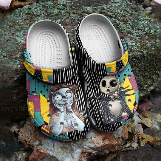 Jack And Sally Clogs, Nightmare Before Christmas Shoes, Jack Skellington Shoes, Jack Skellington Sandals, Jack Sally Casual Shoes