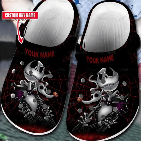 Halloween Personalized Jack Skellington Clogs, Nightmare Before Christmas Merch, Horror Halloween Shoes, Jack Skellington Sandals