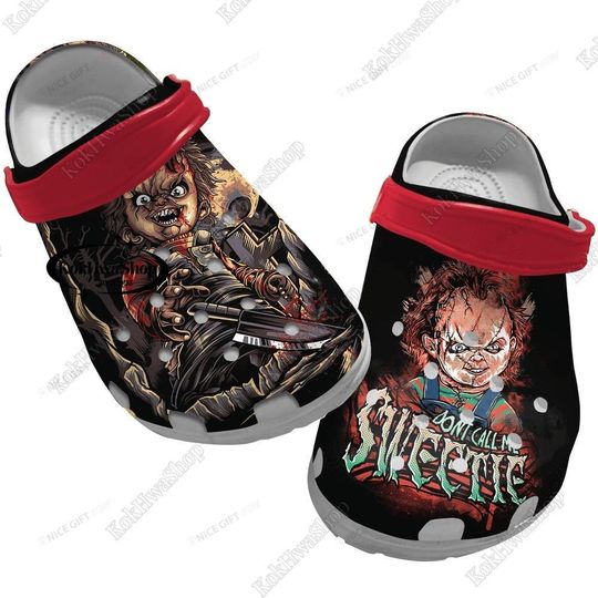 Halloween Chucky Clogs, Chucky Childs Play Shoes, Chucky Casual Shoes, Horror Movie Shoes, Horror Movie Gift, Halloween Gift