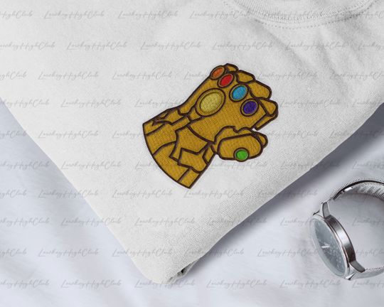 Thanos Infinity Gauntlet Embroidered Shirt, Thanos Snapping Embroidered Sweatshirt