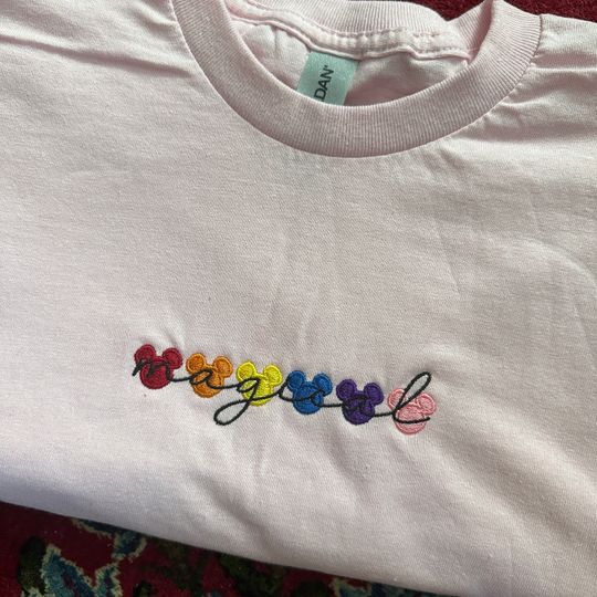 Disney Pride Rainbow Magical Embroidered T Shirt and Sweater