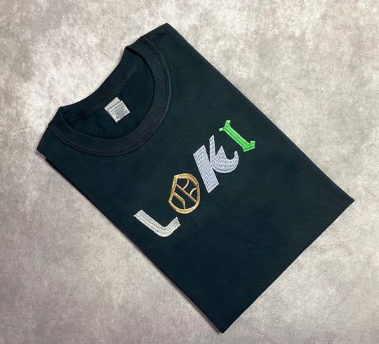 Loki The Name Embroidered T-shirt /  Loki Helm and Name Embroidered T-shirt