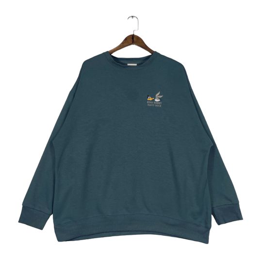 Vintage Looney Tunes Daffy Ducks & Bugs Bunny Sweatshirt Crewneck Green Embroidery