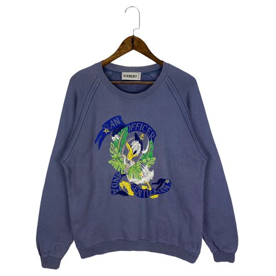 Vintage Iceberg History Donald Duck Disney Sweatshirt Crewneck Embroidery