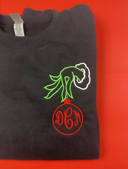 Youre A Mean One Monogram Embroidered Sweatshirt