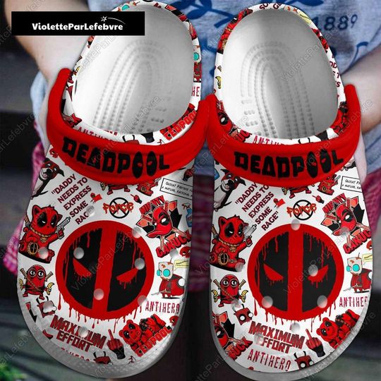 Deadpool Clogs, Superhero Deadpool Sandals, Deadpool Men Shoes, Marvel Deadpool Movie Slippers, Deadpool Gifts