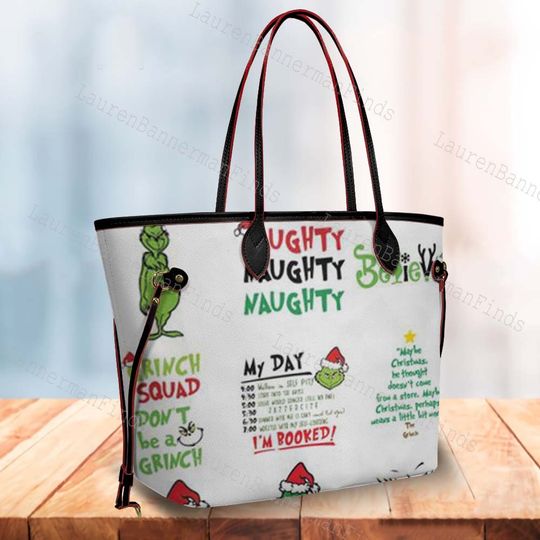 funny character Christmas Leather Tote Bags | Women Handbag | Gift For Women | Gift Idea