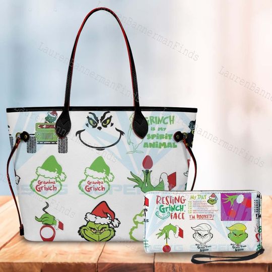 funny character Christmas Leather Tote Bags | Women Handbag | Gift For Women | Gift Idea