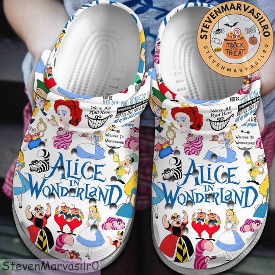 Alice in Wonderland Clogs, Alice in Wonderland Clogs Shoes, Christmas Gift, Halloween Gift