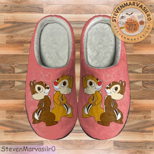 Chip and Dale Cozy Unisex Winter Slipper, Soft Indoor Shoe, Family Indoor Slipper