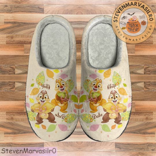 Chip and Dale Cozy Unisex Winter Slipper, Soft Indoor Shoe, Family Indoor Slipper