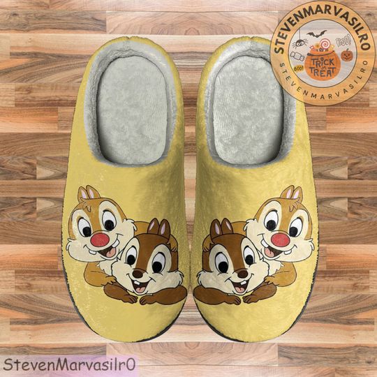 Chip and Dale Cozy Unisex Winter Slipper, Soft Indoor Shoe, Family Indoor Slipper