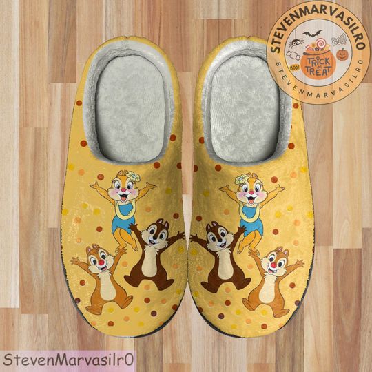Chip and Dale Cozy Unisex Winter Slipper, Soft Indoor Shoe, Family Indoor Slipper
