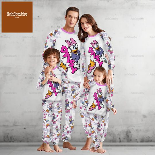 Daisy Pajamas Family, Daisy Duck Christmas Pajamas Set, Disney Matching Pajamas Set, Movie Cartoon Holiday Pajamas, Magic Kingdom Shirt