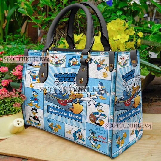 Donald Duck Handbag, Donald Duck Leather Bag, Donald Duck Shoulder Bag, Crossbody Bag, Top Handle Bag, Vintage HandBag