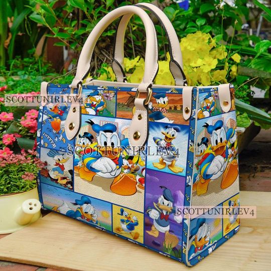 Donald Duck Handbag, Donald Duck Leather Bag, Donald Duck Shoulder Bag, Crossbody Bag, Top Handle Bag, Vintage HandBag