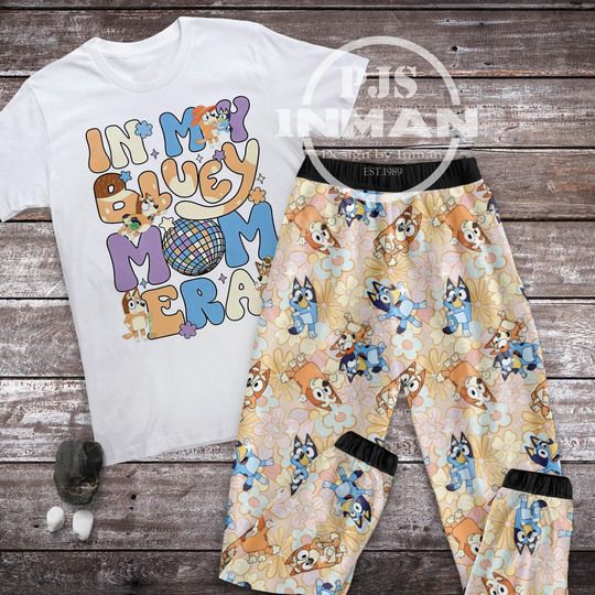 In My BlueyDad Mom Eras Pajamas Set, Blue Dog Pajamas Set