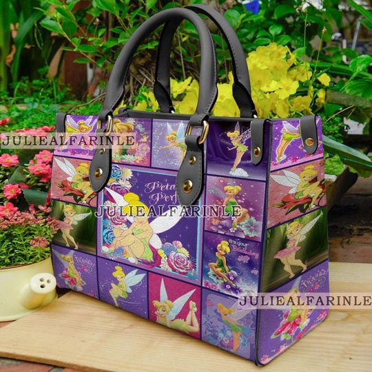 Tinker Bell Handbag, Tinker Bell Leather Bag, Tinker Bell Cartoon Shoulder Bag, Crossbody Bag, Top Handle Bag