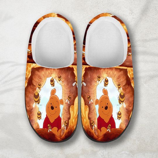 Winnie The Pooh Cozy Unisex Winter Slippers, Disney Winnie The Pooh Winter Shoes, Custom Slipper, Soft Indoor Shoes for Ultimate Comfort