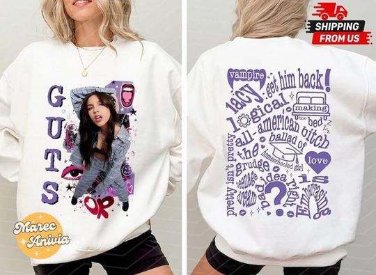 Olivia Rodrigo Guts Tour 2024 Sweatshirt, The Guts World Tour 2024 Tee, Music Tour 2024 Sweatshirt, Olivia Rodrigo Merch, Gift For Her