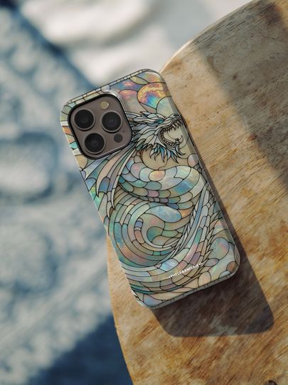 Year of the Dragon Stained Glass Illusion Print Tough Phone Case For iPhone