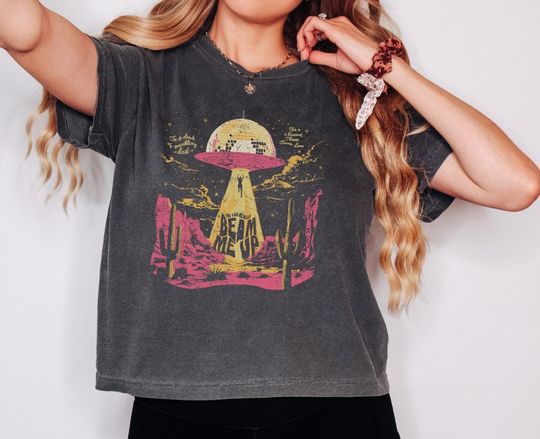 Comfort Colors Cropped Beam Me Up Down Bad Tee
