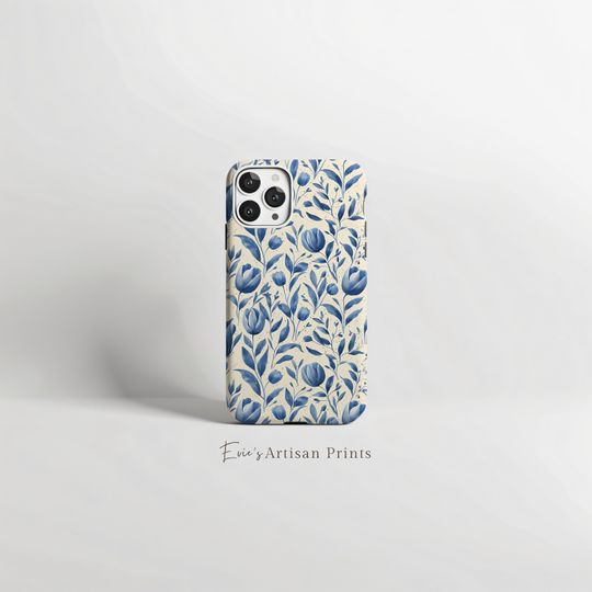 Vintage Tulips Phone Case iPhone  Double Layer Protection, Tough Case, Boho Floral Art