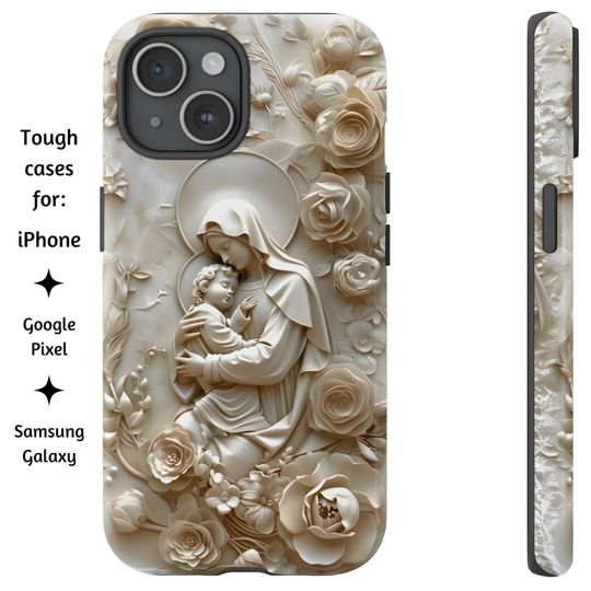 Virgin Mary and Sleeping Baby Jesus Phone Case, Catholic Phone Case