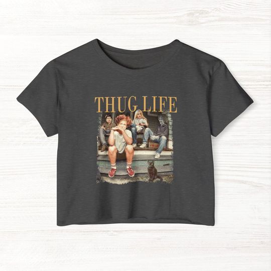 Thug Life Halloween Women's Festival Crop Top. Women's Halloween Crop Top. Funny Halloween Crop Top.  Thug Life Bad Witches. Salem Witches.