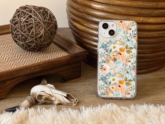 Orange Teal Fall Pumpkins Phone Case For iPhone Case With Cute Autumn Halloween