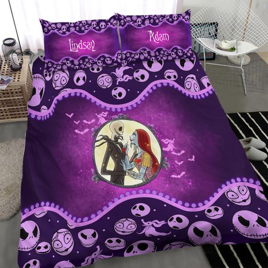 Personalized Jack And Sally The Nightmare Before Xmas Bedding Set