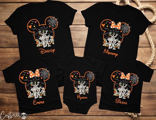 Custom Halloween Disney shirt, Group Halloween Disneyland shirts, Disneyland Trip 2024 Family Mickey Halloween Shirt, Halloween Costume Kids