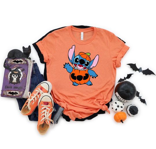 Stitch Halloween Shirt, Disney Halloween T-shirt, Halloween Shirt, Stitch Pumpkin Shirt, Halloween Kids Shirt, Disney Stitch Matching Shirts