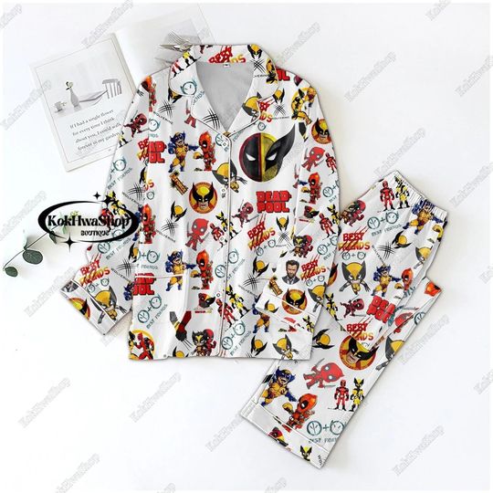 Deadpool And Wolverine Pajamas, Deadpool 3 Movie Pajamas Set, Marvel Hero Women Pajamas, Deadpool Wolverine Fan