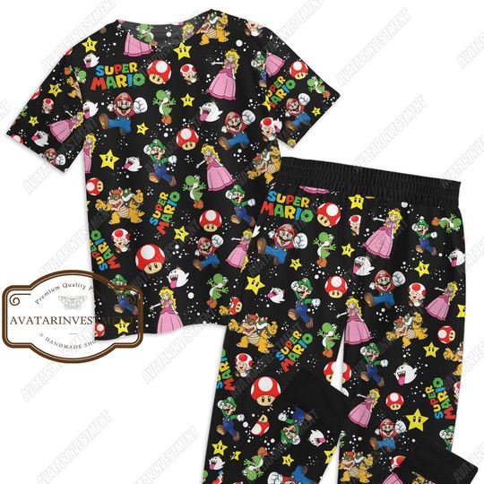 Super Mario T-Shirt And Pants, Super Mario Pajamas, Super Mario Shirt, Super Mario Lover Gift, Super Mario T-Shirt, Mario Shirt