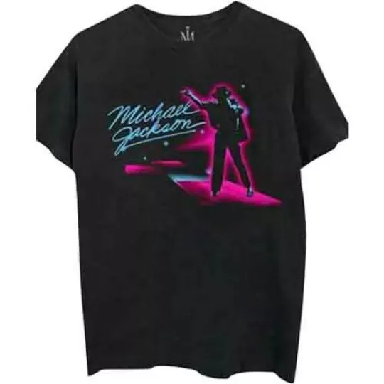 Michael Jackson Neon T-Shirt Black New