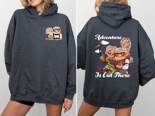 Two-sided Carl And Ellie Adventure Is Out There Hoodie, Disney Valentine Couple Hoodie, Carl And Ellie Hoodie, Disney Up Hoodie