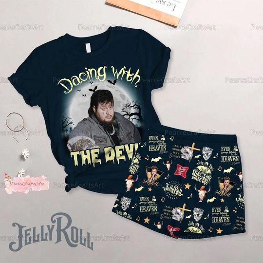 Jelly Roll Pajamas Set, Jelly Roll Tour Shirt, The Beautifully Broken Tour Shorts, Jelly Roll Merch Holiday Pajamas, Halloween Gift