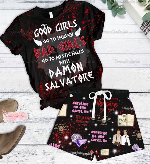 Vampire Diaries Pajamas Set, Hello Brother Shirt, Vampire Diaries Pajamas Pant, Salvatore Holiday Pajamas, Damon Salvatore Women Pajama