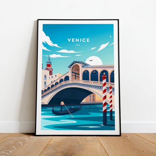 Venice traditional travel print - Italy, Venice poster, Venice artwork, Birthday present, Wedding Gift