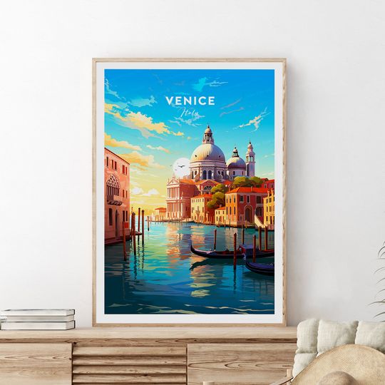 Venice traditional travel print - Italy, Venice poster, Venice artwork, Birthday present, Wedding Gift