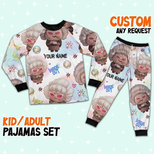 Custom Disney Inside Out Nostalgia Beige Pajamas Set, Cartoon Pajamas Set