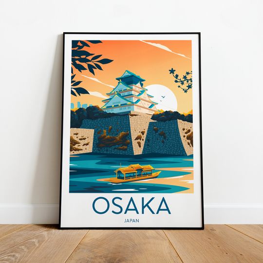 Osaka sunset travel print - Japan, Osaka poster, Osaka print, Japan poster, Wedding gift, Birthday present