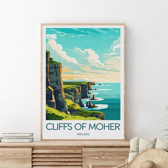 Cliffs of Moher travel print - Ireland, Cliffs of Moher print, Dublin poster, Wedding gift, Birthday present