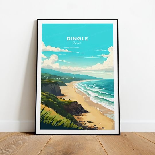 Dingle traditional travel print - Ireland, Dingle poster, Wedding gift, Birthday present