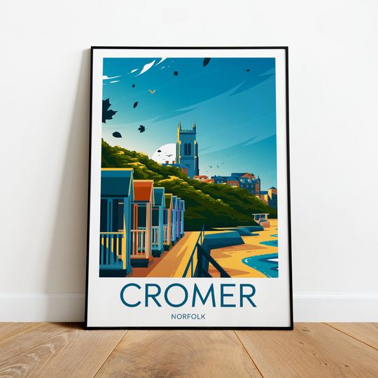 Cromer travel print - Norfolk, Cromer poster, Cromer Beach, Norfolk art, Wedding gift, Birthday present