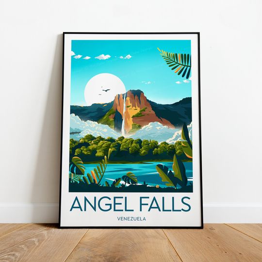 Angel Falls travel print - Venezuela, Angel Falls poster, Wedding gift, Birthday present